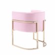 Pemberly Row Betsy Velvet Chair with Stainless Steel Frame in Pink-Gold
