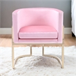 Pemberly Row Betsy Velvet Chair with Stainless Steel Frame in Pink-Gold