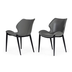 Pemberly Row Industrial Eco-Leather Dining Chairs in Gray (Set of 2)