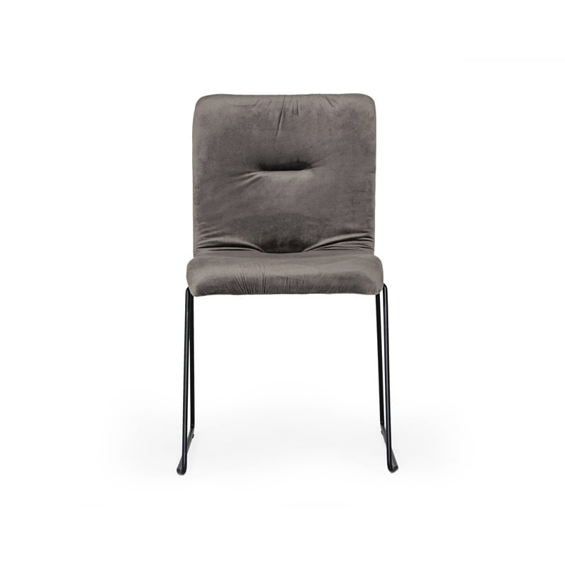 Pemberly Row Fabric Dining Chairs in Dark Gray and Black Metal (Set of 2)