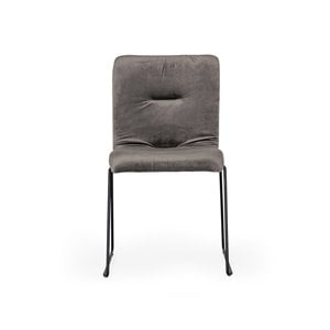 Pemberly Row Fabric Dining Chairs in Dark Gray and Black Metal (Set of 2)