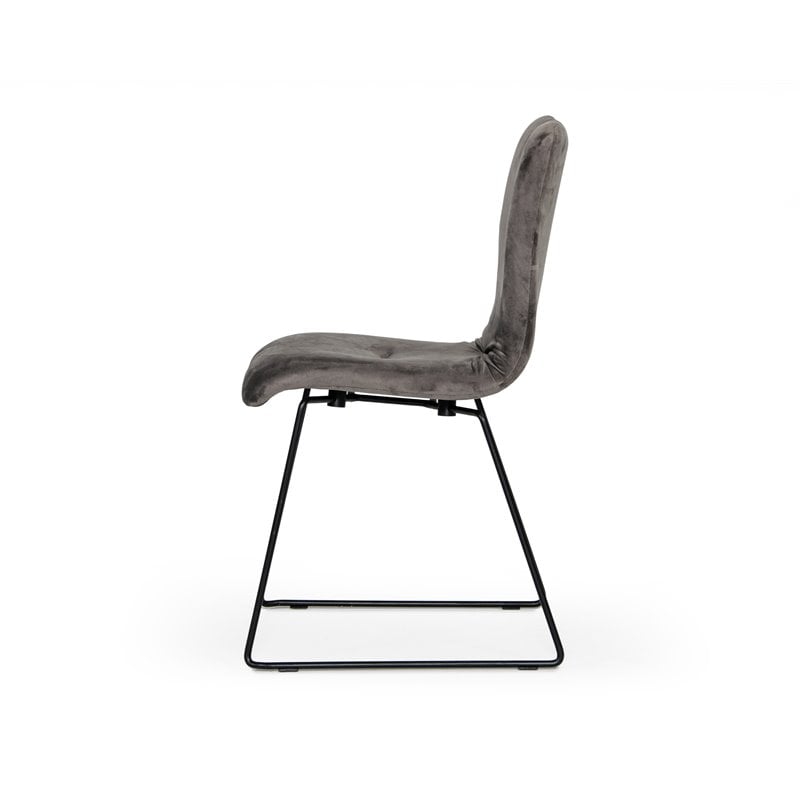 Pemberly Row Fabric Dining Chairs in Dark Gray and Black Metal (Set of 2)