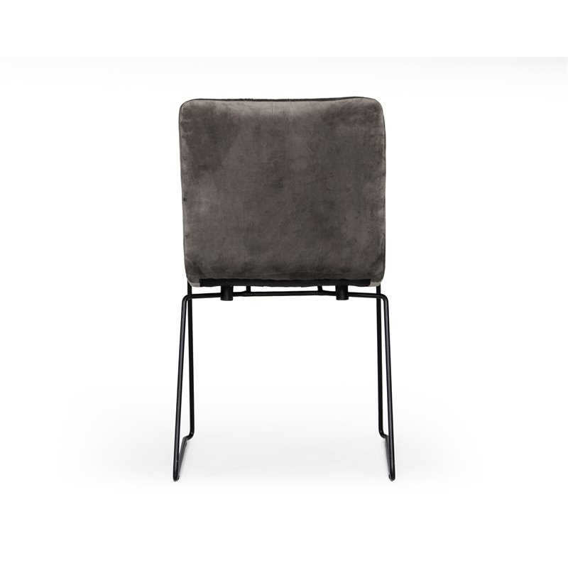 Pemberly Row Fabric Dining Chairs in Dark Gray and Black Metal (Set of 2)