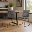 Pemberly Row Fabric Dining Chairs in Dark Gray and Black Metal (Set of 2)