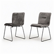 Pemberly Row Fabric Dining Chairs in Dark Gray and Black Metal (Set of 2)
