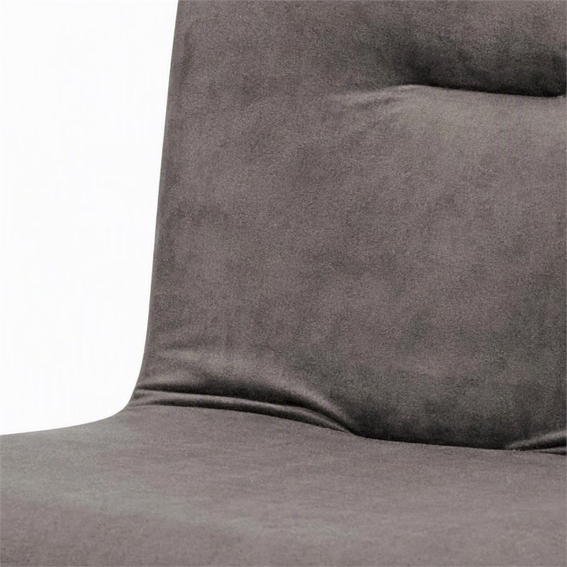 Pemberly Row Fabric Dining Chairs in Dark Gray and Black Metal (Set of 2)
