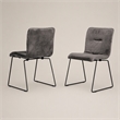 Pemberly Row Fabric Dining Chairs in Dark Gray and Black Metal (Set of 2)