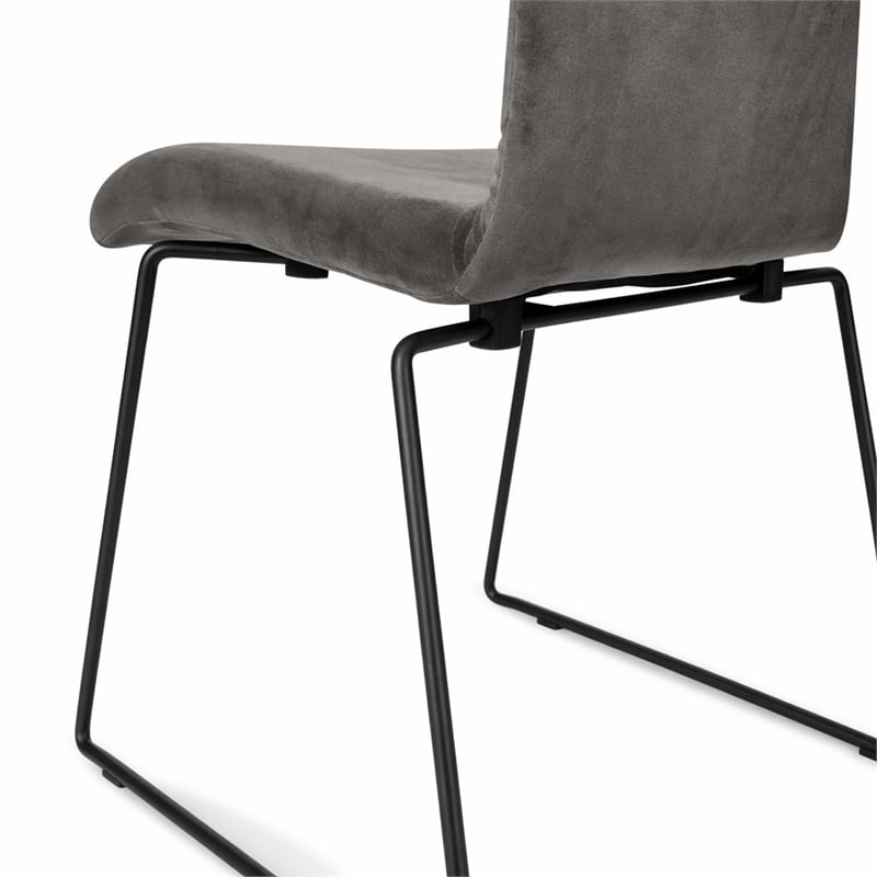 Pemberly Row Fabric Dining Chairs in Dark Gray and Black Metal (Set of 2)