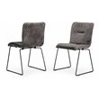 Pemberly Row Fabric Dining Chairs in Dark Gray and Black Metal (Set of 2)