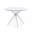 Pemberly Row Round Glass Dining Table with Brushed Stainless Steel Base