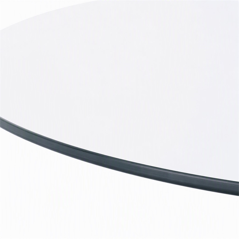 Pemberly Row Round Glass Dining Table with Brushed Stainless Steel Base