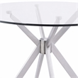 Pemberly Row Round Glass Dining Table with Brushed Stainless Steel Base
