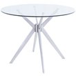 Pemberly Row Round Glass Dining Table with Brushed Stainless Steel Base