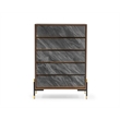 Pemberly Row Mid-Century Engineered Wood 5-Drawer Chest in Walnut and Gray