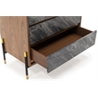 Pemberly Row Mid-Century Engineered Wood 5-Drawer Chest in Walnut and Gray