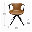 Pemberly Row Faux Leather Swivel Dining Chair with Metal Frame in Camel
