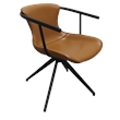 Pemberly Row Faux Leather Swivel Dining Chair with Metal Frame in Camel