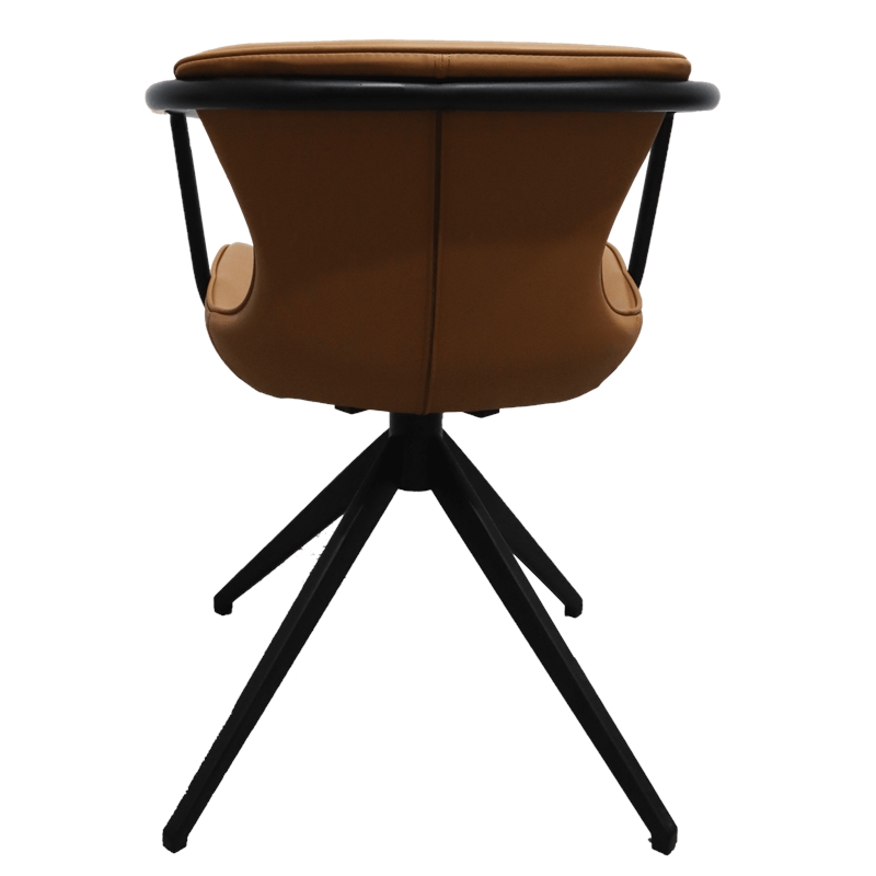 Pemberly Row Faux Leather Swivel Dining Chair with Metal Frame in Camel