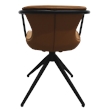 Pemberly Row Faux Leather Swivel Dining Chair with Metal Frame in Camel