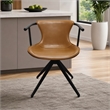 Pemberly Row Faux Leather Swivel Dining Chair with Metal Frame in Camel