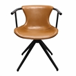 Pemberly Row Faux Leather Swivel Dining Chair with Metal Frame in Camel