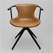 Pemberly Row Faux Leather Swivel Dining Chair with Metal Frame in Camel