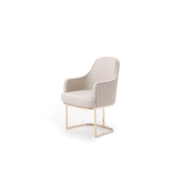 Pemberly Row Dining Chair with Bonded Leather and Gold Steel Frame