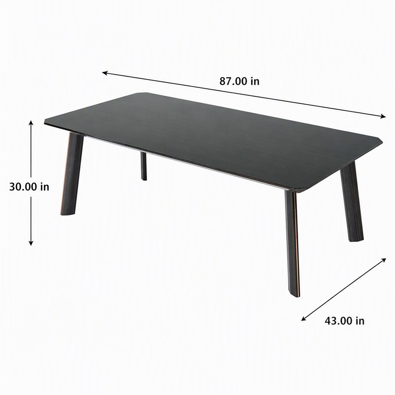 Pemberly Row Chadwick Dining Table in Ebony Black and Rose Gold