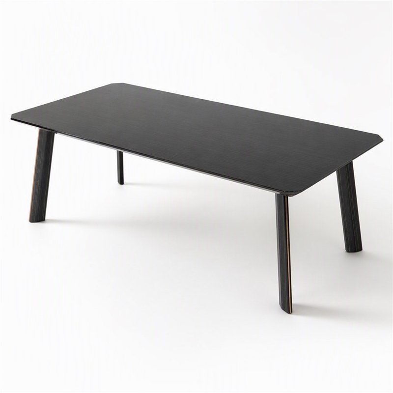 Pemberly Row Chadwick Dining Table in Ebony Black and Rose Gold