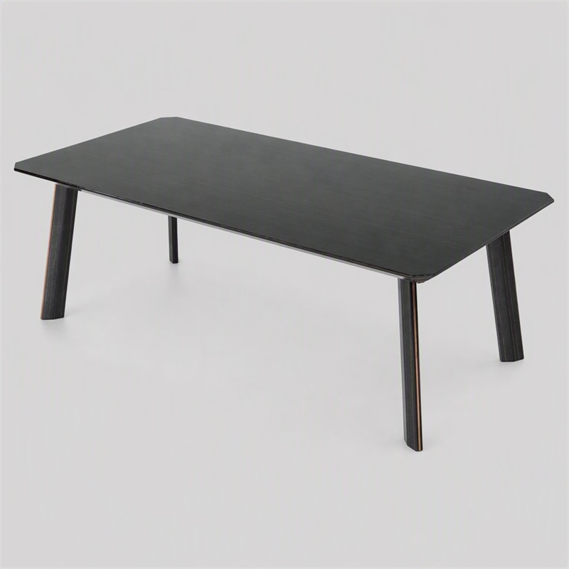 Pemberly Row Chadwick Dining Table in Ebony Black and Rose Gold