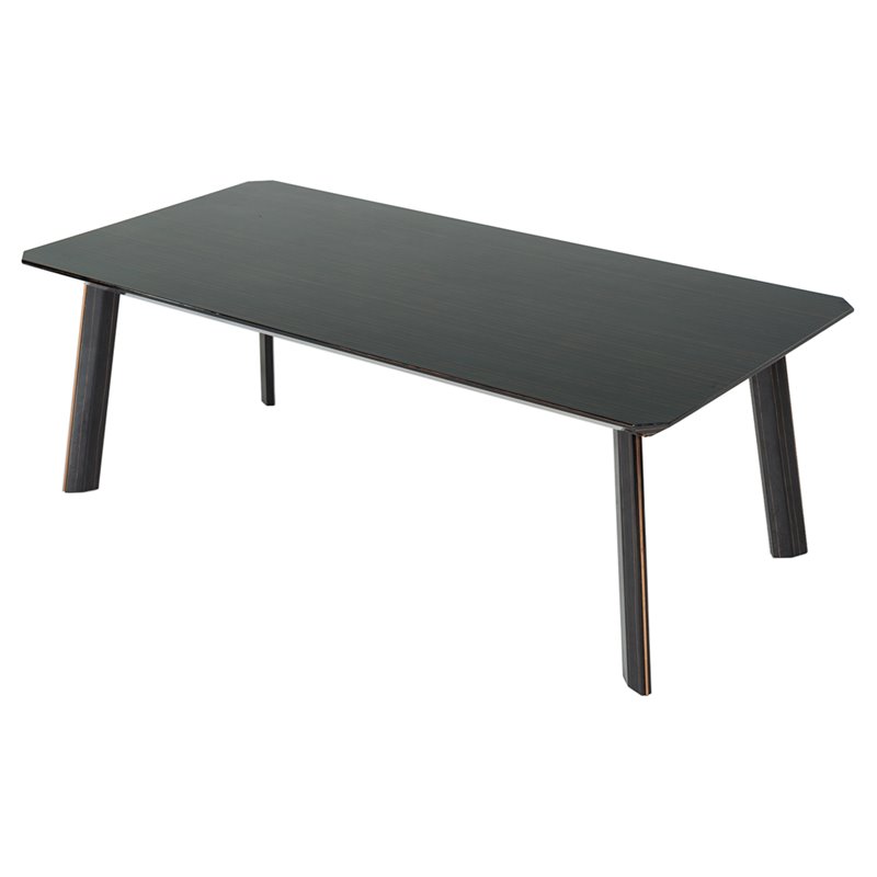 Pemberly Row Chadwick Dining Table in Ebony Black and Rose Gold