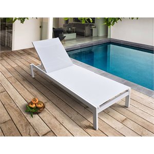 Pemberly Row Kayak 12.2&quot Aluminum Outdoor Chaise Lounge in Cream White