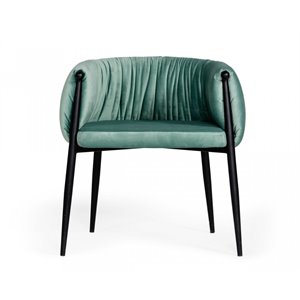 Pemberly Row Belcaro 19&quot Velvet Dining Chair in Light Green and Black