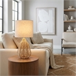 Pemberly Row Paper Rope Table Lamp with Beige Linen Shade