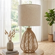 Pemberly Row Paper Rope Table Lamp with Beige Linen Shade