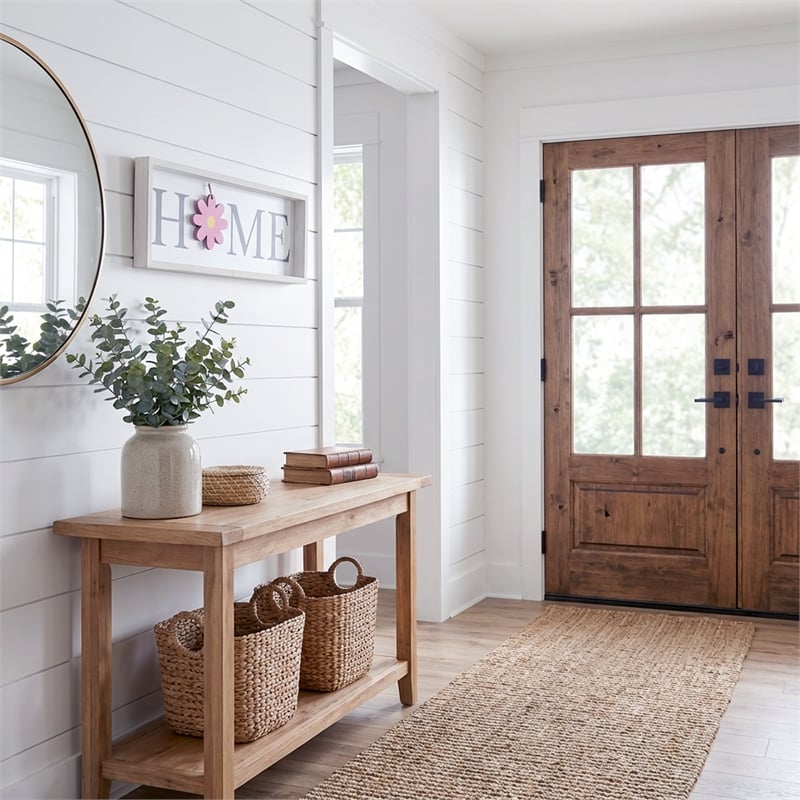 Pemberly Row Rustic Wooden Seasonal Frame Wall Decor in White & Gray
