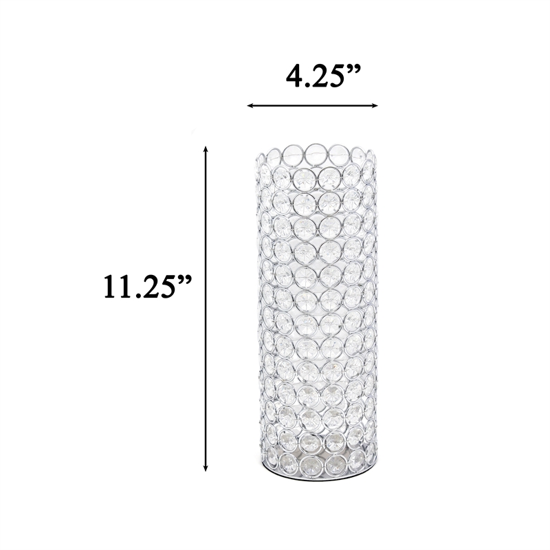 Pemberly Row Crystal Decorative Vase with Chrome-Plated Frame