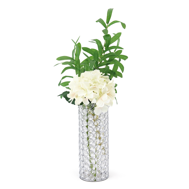 Pemberly Row Crystal Decorative Vase with Chrome-Plated Frame