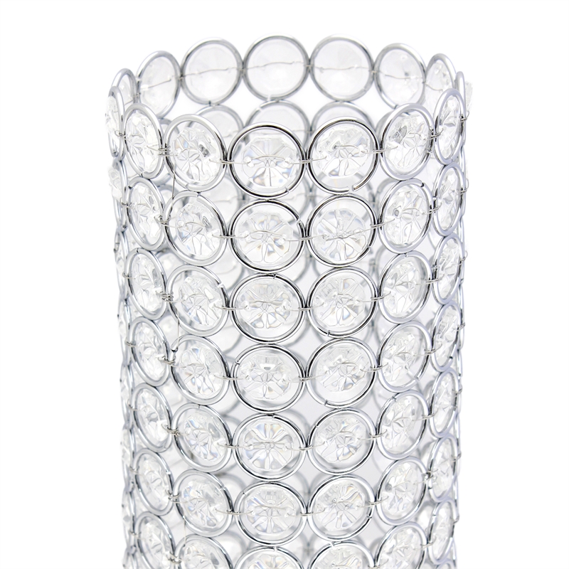 Pemberly Row Crystal Decorative Vase with Chrome-Plated Frame