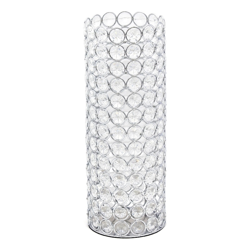 Pemberly Row Crystal Decorative Vase with Chrome-Plated Frame