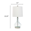 Pemberly Row Rippled Glass Table Lamp with White Shade in Teal