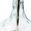 Pemberly Row Rippled Glass Table Lamp with White Shade in Teal