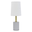 Pemberly Row Concrete Table Lamp with Wooden Base and Tapered Shade