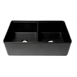 Pemberly Row Double Bowl Fireclay Farmhouse Sink with Black Matte Finish