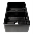 Pemberly Row Double Bowl Fireclay Farmhouse Sink with Black Matte Finish