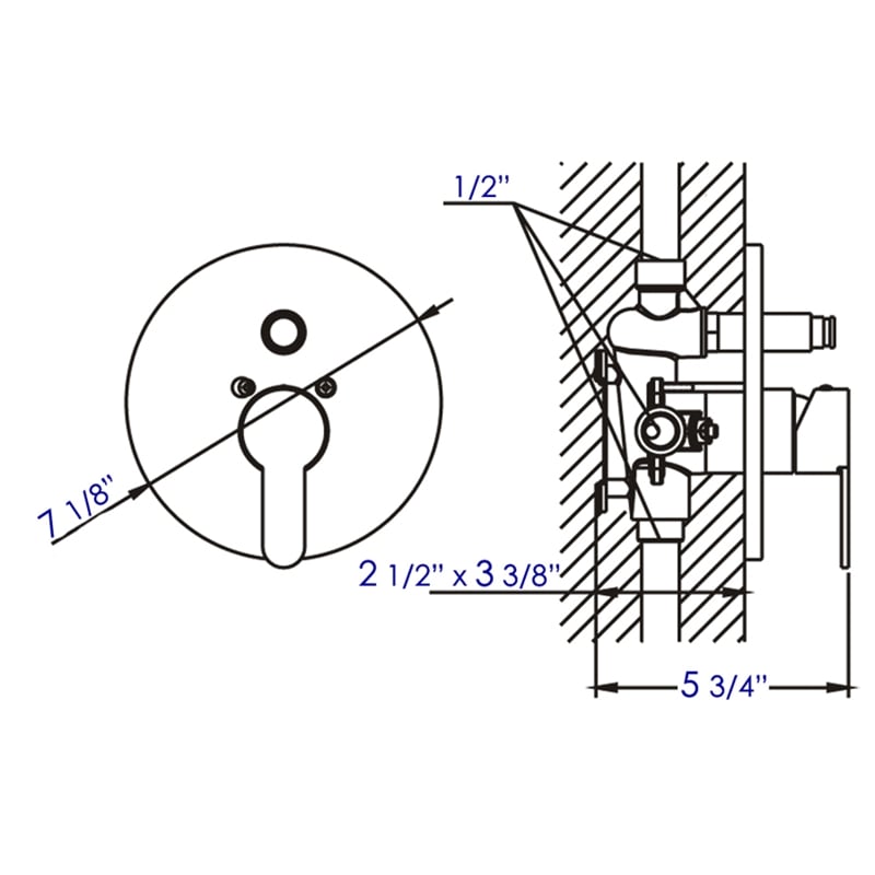 Pemberly Row Brass Shower Valve Mixer with Diverter in Polished Chrome