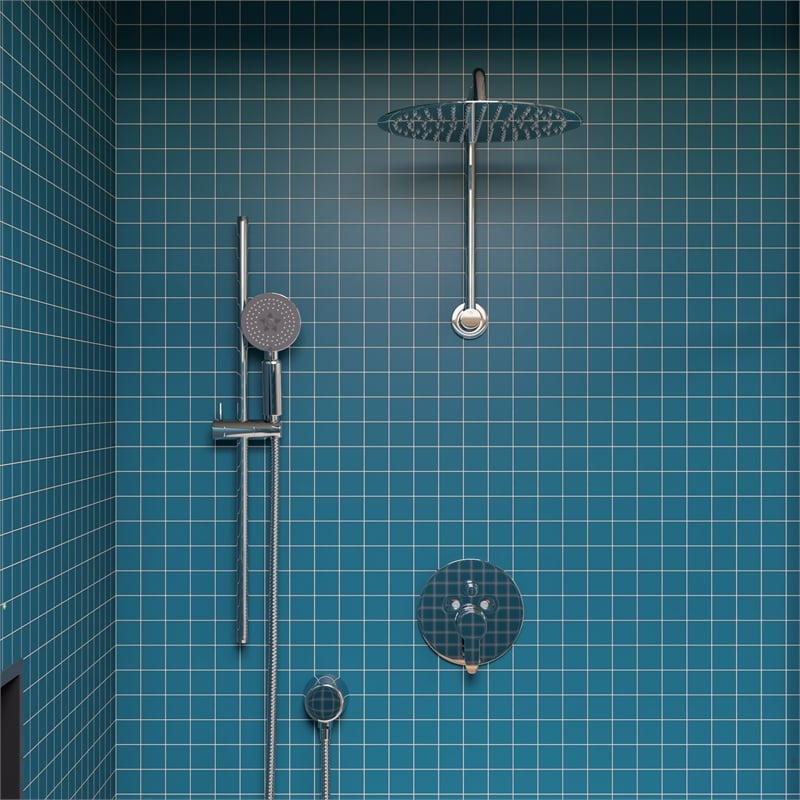Pemberly Row Brass Shower Valve Mixer with Diverter in Polished Chrome