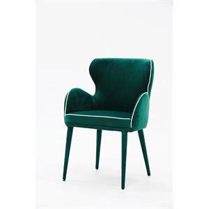 Pemberly Row Modern Wingback Green Dining Chair with Fabric Upholstery