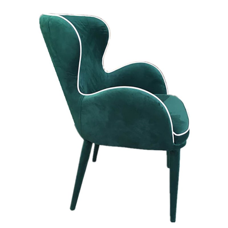 Pemberly Row Modern Wingback Green Dining Chair with Fabric Upholstery