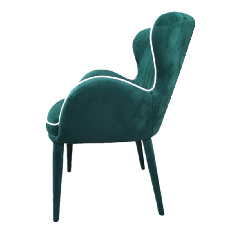 Pemberly Row Modern Wingback Green Dining Chair with Fabric Upholstery